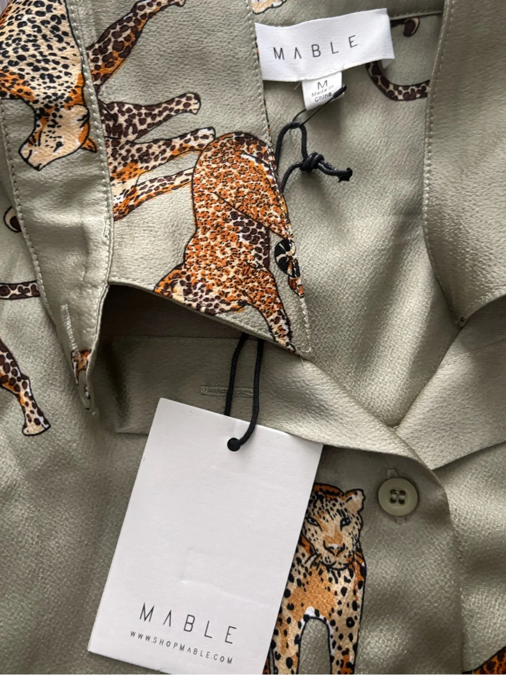 MABLE NWT Size Medium Olive Green Cheetah Print Short Set